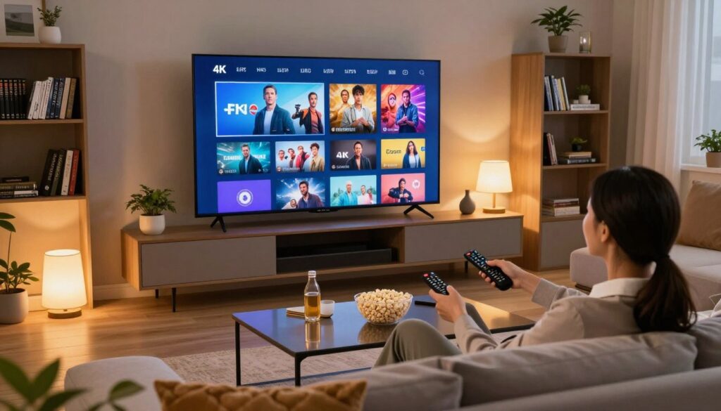 Abonnement IPTV affiché sur une Smart TV avec chaînes et contenus premium en France
