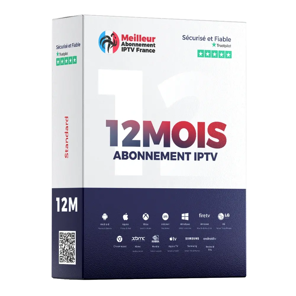 france IPTV abonnement 12 Mois – abonnement IPTV 12 mois standard en France, streaming HD/4K stable, compatible Smart TV, Android, iOS et Fire TV