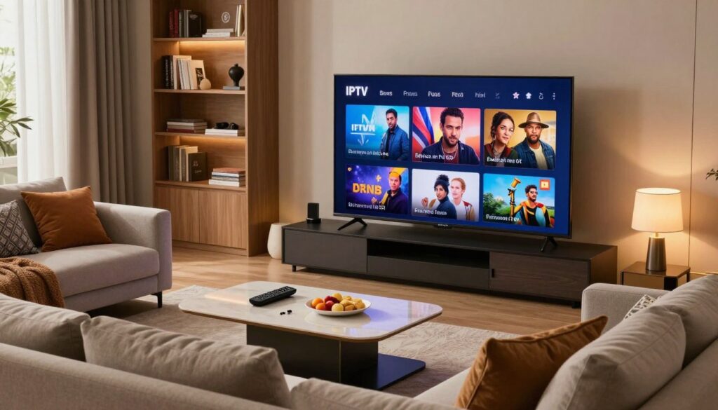 Interface abonnement IPTV premium avec chaînes TV, films et séries en France
