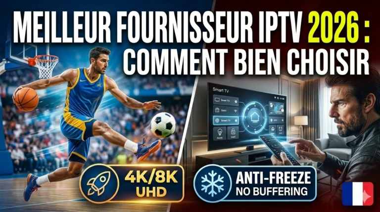 Guide d'achat 2026 illustrant comment comparer et choisir le meilleur Fournisseur IPTV en France pour le sport et le cinéma sans buffering.